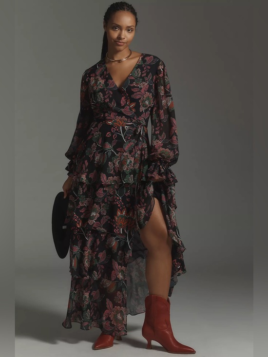 Anthropologie Dresses & Skirts - Anthropologie Hutch Long-Sleeve V-Neck Wrap Maxi Dress – Size 1X – Sold Out